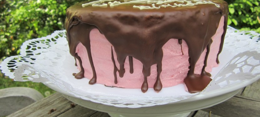Dripping Raspberry-Brownie Torte