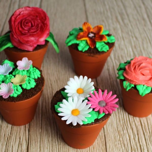 Cupcakes im Blumentopf